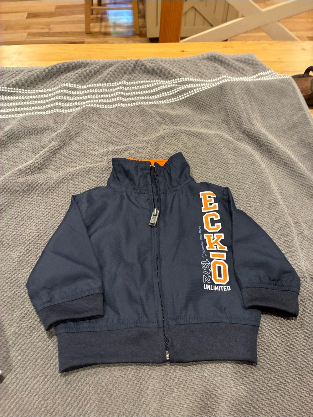 Ecko Unlimited Navy Jacket with Orange Logo Accents
